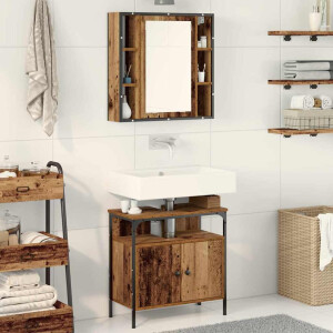 vidaXL Badkamermeubelset met plank met opslag 2 pcs Bruin Bewerkt hout