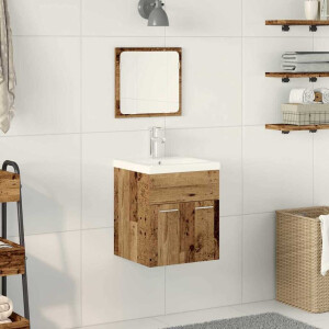 vidaXL Badkamermeubelset Wandgemonteerd 3 pcs Oud Hout Bewerkt hout