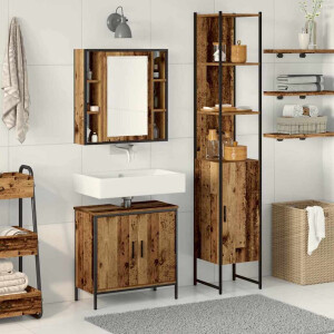 vidaXL Badkamermeubels met plank met opslag 3 pcs Bruin Bewerkt hout