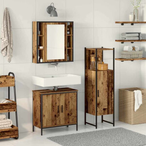 vidaXL Badkamermeubelset met plank met opslag 3 pcs Bruin Bewerkt hout
