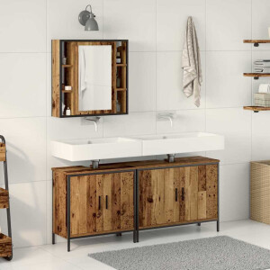 vidaXL Badkamermeubelset met plank met opslag 3 pcs Bruin Bewerkt hout