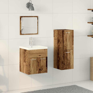 vidaXL Badkamermeubelset Wandgemonteerd 4 pcs Oudhout Bewerkt hout