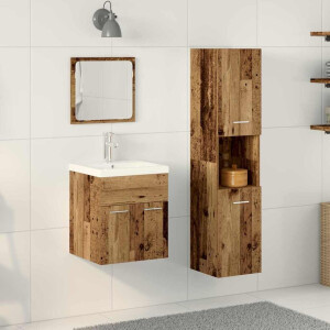 vidaXL Badkamermeubelset met plank 4 pcs Oudhout Bewerkt hout