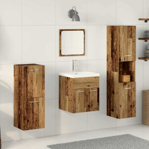 vidaXL Badkamermeubelset met plank 5 pcs Oudhout Bewerkt hout