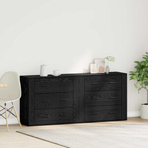 vidaXL Dressoir met lade Zwart Eiken 160 x 33 x 70 cm Bewerkt hout