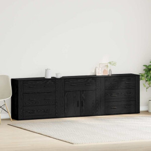 vidaXL Dressoir met lade Zwart Eiken 240 x 33 x 70 cm Bewerkt hout
