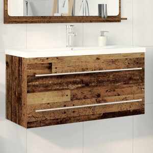 vidaXL Badkamertenk te kast met lade 2 pcs Oud Hout 100 x 38,5 x 48 cm