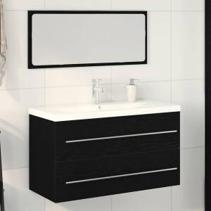 vidaXL Waskast met wastafel 3 pcs Zwart eiken 90 x 38.5 x 48 cm