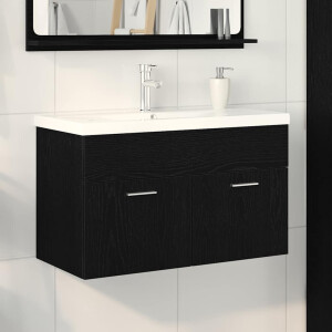vidaXL Badkamerkast Zwart Eiken 80 x 38,5 x 46 cm Bewerkt hout