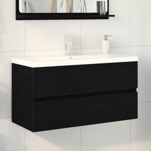 vidaXL Badkamertenk te kast Zwart Eiken 90 x 39 x 62 cm Bewerkt hout