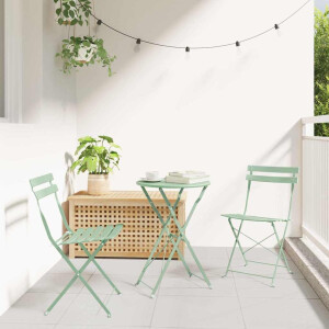 vidaXL Vouw Bistro Set 3 pcs Sea foam Staal