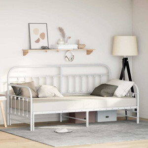 vidaXL Bedframe voor een daybed Wit 100 x 190 cm Gepoedercoat staal