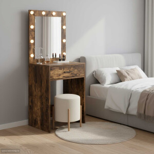 vidaXL Kaptafel met lade Gerookt eiken 50 x 41 x 135 cm Bewerkt hout