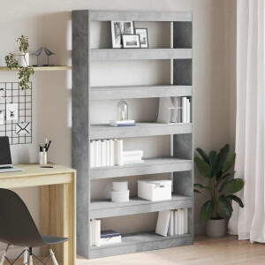 vidaXL Boekenkast Beton Grijs 100 x 30 x 198 cm Bewerkt hout