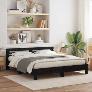 vidaXL Bedframe met hoofdeinde Zwart Eiken 180 x 200 cm Bewerkt hout