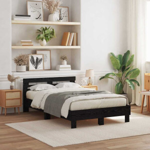 vidaXL Bedframe met hoofdeinde Zwart Eiken 120 x 200 cm Bewerkt hout