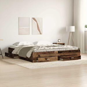 vidaXL Bedframe met lade met opslag Oud Hout 180 x 200 cm Bewerkt hout