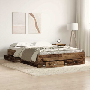 vidaXL Bedframe met lade met opslag Oud Hout 160 x 200 cm Bewerkt hout