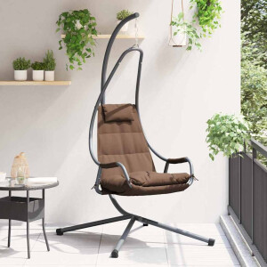 vidaXL Hangende ei-stoel Koffiebruin 94 x 107 x 196,5 cm Staal