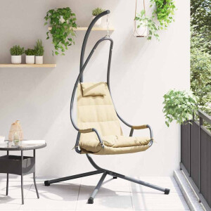 vidaXL Hangende ei-stoel Beige 94 x 107 x 196,5 cm Staal