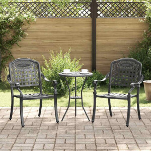 vidaXL Tuinstoel 2 pcs Zwart 55 x 56,5 x 91cm Aluminium