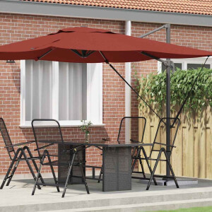 vidaXL Roma Parasol Rood 286 x 284 x 265 cm Aluminium en Polyester