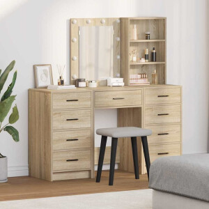 vidaXL Plafondtafel met lade 3 pcs Bruin 40 x 41 x 135 cm Bewerkt hout