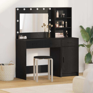 vidaXL Plafondtafel met spiegellichten 2 pcs Zwart Bewerkt hout