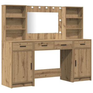 vidaXL Toilettafel Set met lade 3 pcs artisanaal eikenkleurig