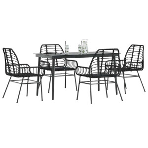 vidaXL 5-delige Tuinset poly rattan glas zwart