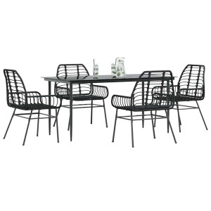 vidaXL 5-delige Tuinset poly rattan glas zwart