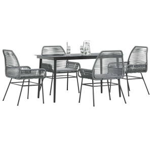vidaXL 5-delige Tuinset met kussens poly rattan glas grijs