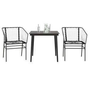 vidaXL 3-delige Tuinset poly rattan glas zwart
