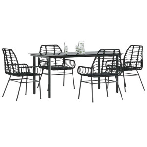 vidaXL 5-delige Tuinset poly rattan glas zwart