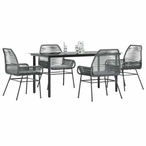 vidaXL 5-delige Tuinset met kussens poly rattan glas grijs