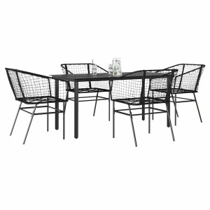 vidaXL 5-delige Tuinset poly rattan glas zwart