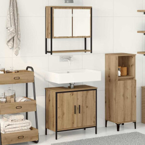 vidaXL Badkamermeubelset met plank met opslag 2 pcs Bruin Bewerkt hout