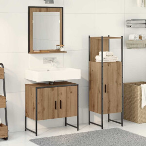 vidaXL Badkamermeubelset met plank met opslag 3 pcs Bruin Bewerkt hout