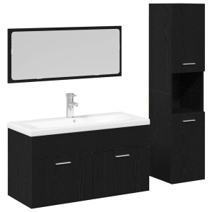 vidaXL Badkamermeubelset met plank 4 pcs Zwart Eiken Bewerkt hout