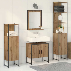 vidaXL Badkamermeubelset 4 pcs Bruin 33 x 33 x 185.5 cm Bewerkt hout