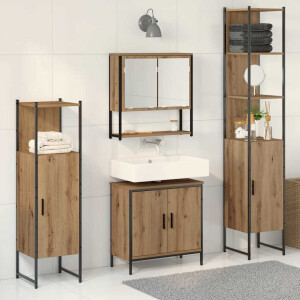 vidaXL Badkamermeubelset met plank met opslag 4 pcs Bruin Bewerkt hout