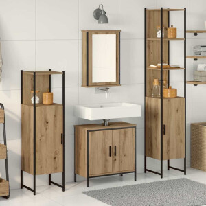 vidaXL Badkamermeubelset met plank met opslag 4 pcs Bruin Bewerkt hout