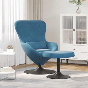 vidaXL Egg Chair met Voetsteun Blauw 63 x 73 x 90 cm Fluweel