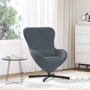 vidaXL Eivormige stoel Donkergrijs 63 x 73 x 90 cm Fluweel