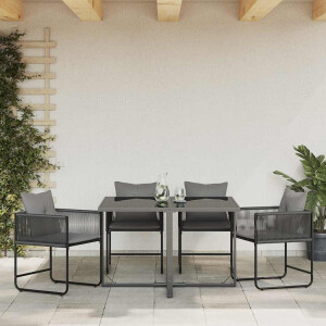 vidaXL Stoel met kussen 4 pcs Zwart en Anthraciet PE Rattan