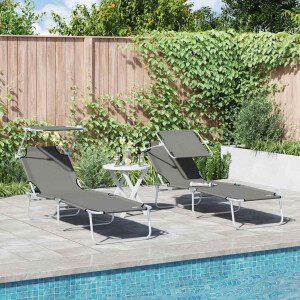vidaXL Ligstoel 2 pcs Grijs 58 x 188 x 77cm Polyester