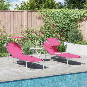 vidaXL Ligstoel 2 pcs Roze 58 x 188 x 77cm Polyester