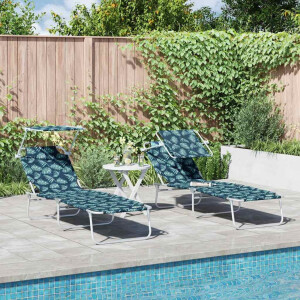 vidaXL Ligstoel 2 pcs Groen 58 x 188 x 77cm Polyester