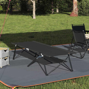 vidaXL Opvouwbaar Camping Bed Zwart 206 x 76 x 74 cm Oxford en Staal