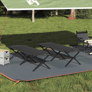 vidaXL Opvouwbaar Camping Bed 2 pcs Zwart 193 x 69 x 45 cm Oxford stof